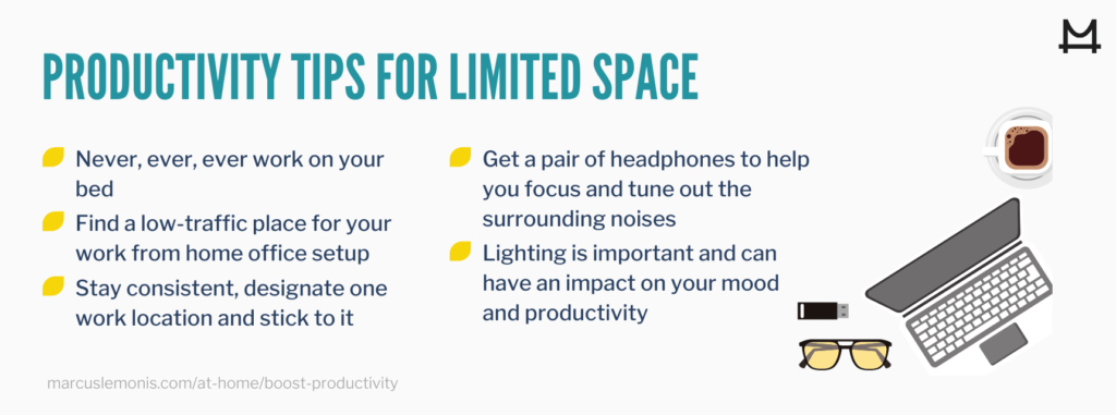 List of tips to improve productivity in a small space