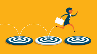Image of someone bouncing from target to target.