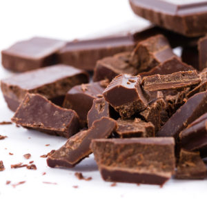Chunks of milk chocolate broken up by hammer