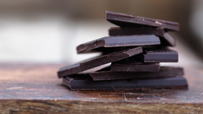 Stack of dark chocolate
