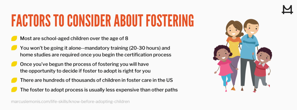 List of factors to consider about fostering.
