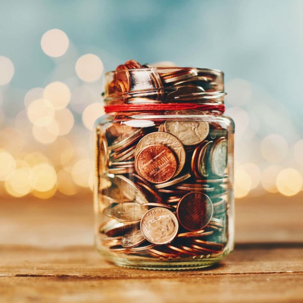 a jar with spare chain filled to the top