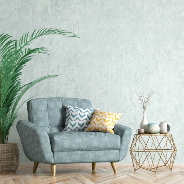 Patterned accent chair in 50s style home