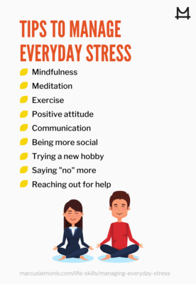 List of tips to manage everyday stress.