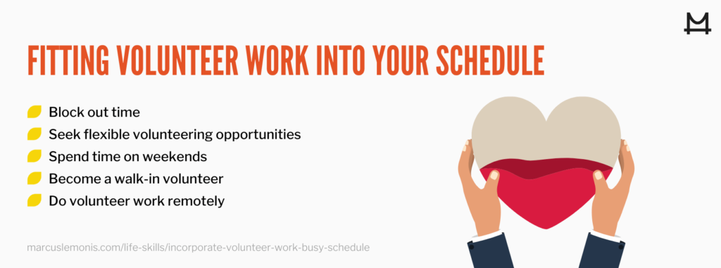 List of different ways you can fit volunteering in your schedule