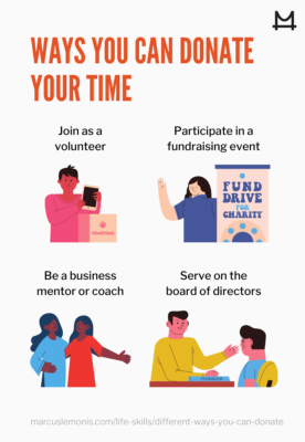 List of different ways you can donate your time to charities or nonprofits