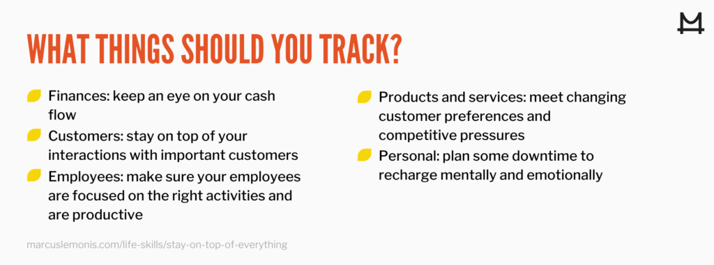 List of thing you should keep track of in your life and business