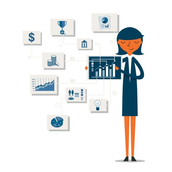 Woman showing the numbers for her business to see where the success is coming from
