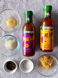All the ingredients needed to make the glaze for the meatloaf