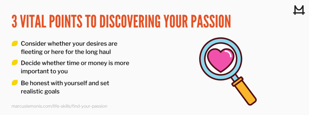 List of 3 points to discovering your passion
