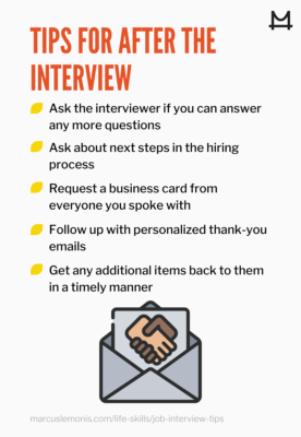 graphic outlining after job interview tips
