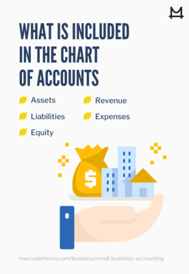 List of everything included in the charts of accounts for your business