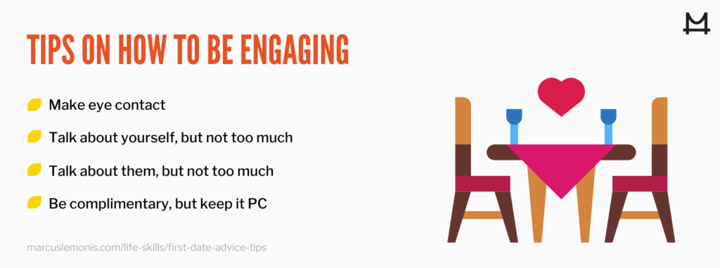 graphic sharing first date tips to stay engaged