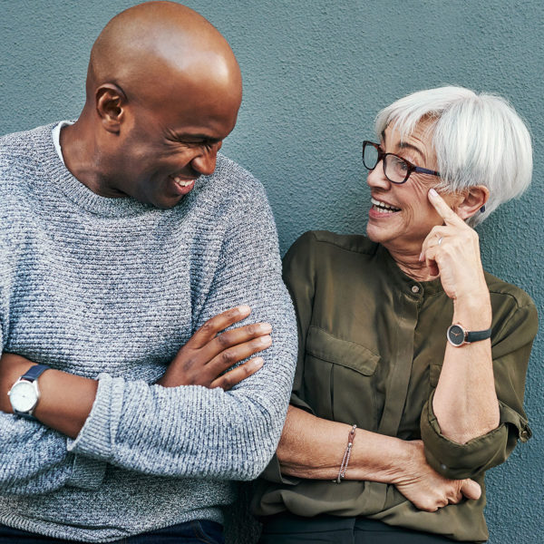 Image of two friends having a conversation