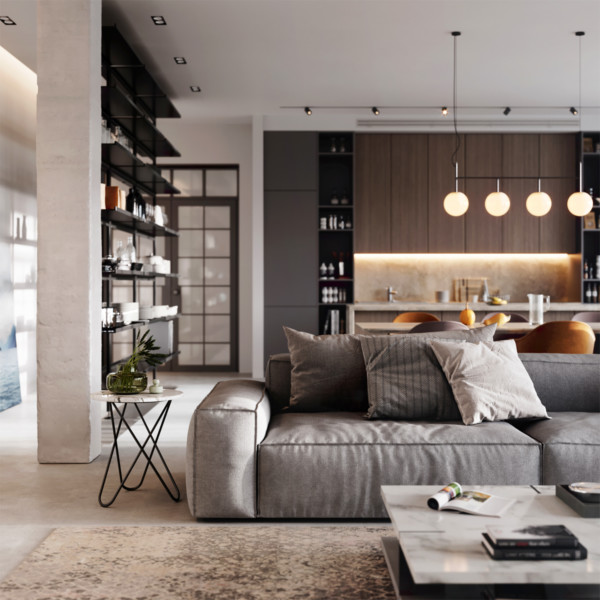 Image of Modern Home Design with Dark Brown Kitchen