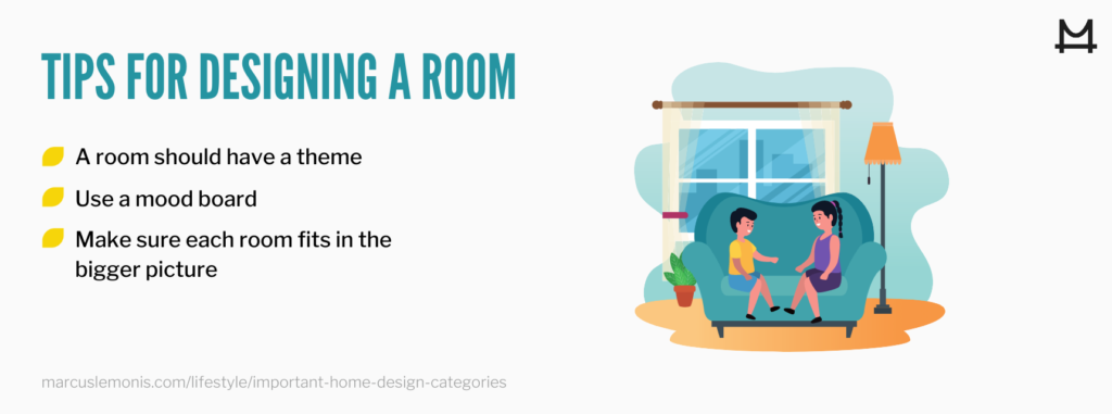 Infographic of 3 room design tips