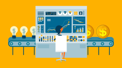 graphic of woman working on developing a new product