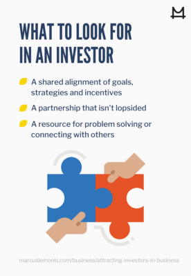 Image that describes what to look for in an investor