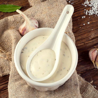Image of a bowl with garlic aioli sauce
