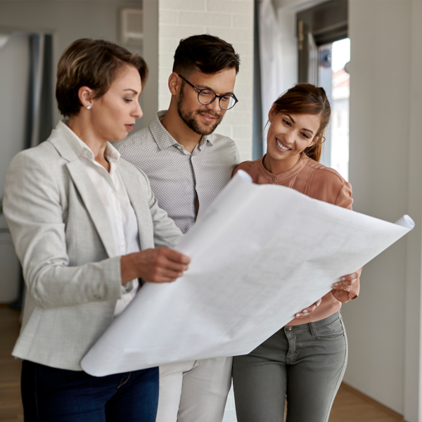 couple working with designer