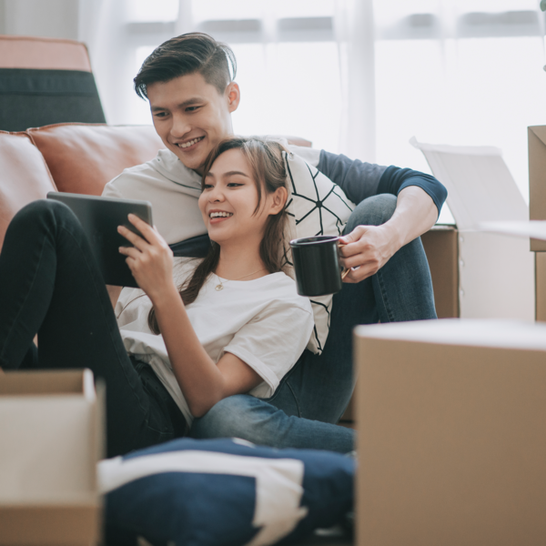 Young couple just moved in together