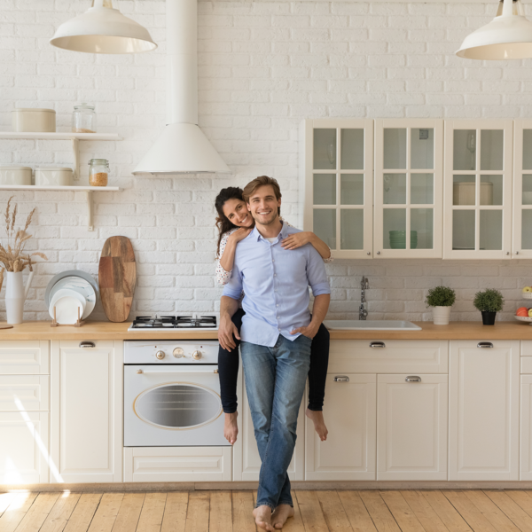 happy couple at home